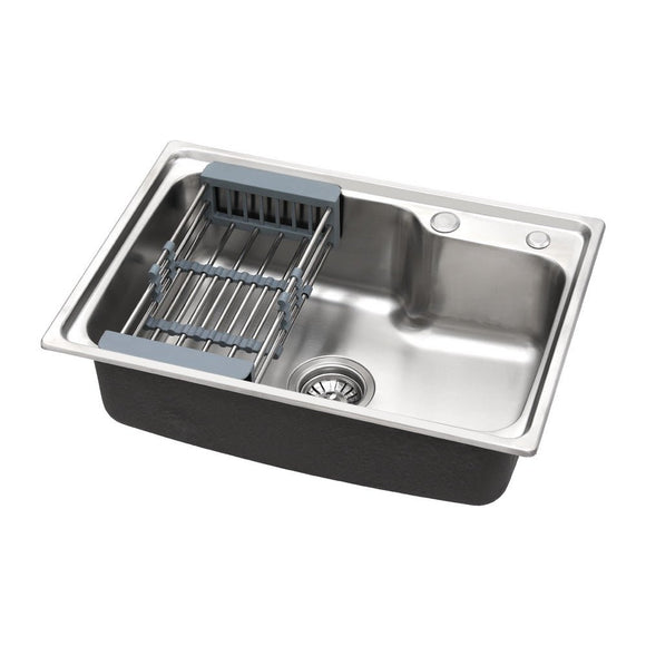 Cefito Kitchen Sink 61X43CM Stainless Steel Basin Single Bowl Silver Drain Basket - RnR Galore