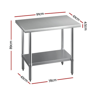 Cefito Stainless Steel Kitchen Benches Work Bench 910x610mm 430 - RnR Galore