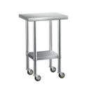 Cefito Stainless Steel Kitchen Benches Work Bench Wheels 61X46CM 430 - RnR Galore