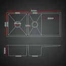 Cefito Stainless Steel Sink 100x45CM With Pull Out Mixer Tap Kitchen Basin Double Bowl Black - RnR Galore