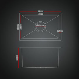 Cefito Stainless Steel Sink 30x45CM With Pull Out Mixer Tap Kitchen Basin Single Bowl Black - RnR Galore