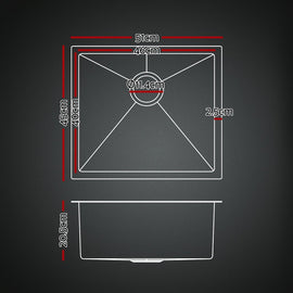 Cefito Stainless Steel Sink 51x45CM With Pull Out Mixer Tap Kitchen Single Bowl Black - RnR Galore