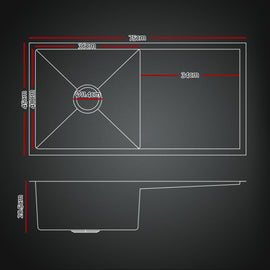 Cefito Stainless Steel Sink 75x45CM With Pull Out Mixer Tap Kitchen Basin Single Bowl Black - RnR Galore