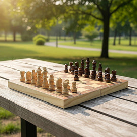 Chess Board Games Folding Large Chess Wooden Chessboard Set Wood Toy Gift - RnR Galore