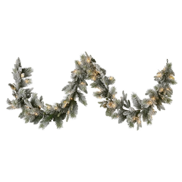 Christabelle 2.7m Christmas Garland Snowy with LED Lights Stamford Spruce Tree Decoration Ornament - RnR Galore
