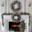 Christabelle 61cm Christmas Wreath Snowy Stamford Spruce with Coloured LED Lights Front Door Decoration Ornament - RnR Galore