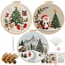 Christmas Embroidery DIY Kit with 20CM Faux Bamboo Hoop - Nordic Style Cross Stitch Material Pack (Style 5) - RnR Galore