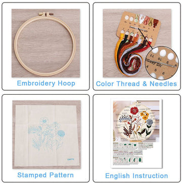 Christmas Embroidery DIY Kit with 20CM Faux Bamboo Hoop - Nordic Style Cross Stitch Material Pack (Style 5) - RnR Galore