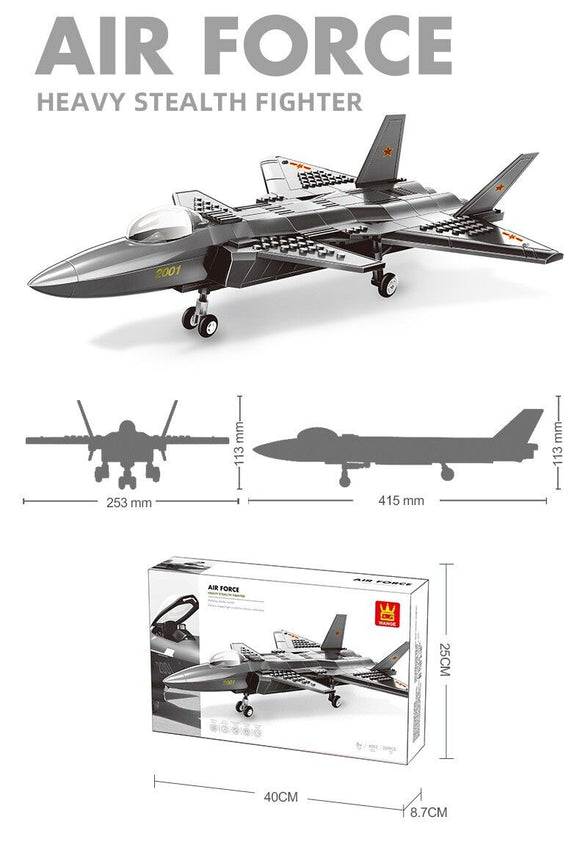 Christmas gift J - 20 Stealth Fighter Jet Building Blocks Set, 229 Pieces Military Aircraft Model Kit for Kids Aged 6+ & Enthusiasts（J20 fighter） - RnR Galore