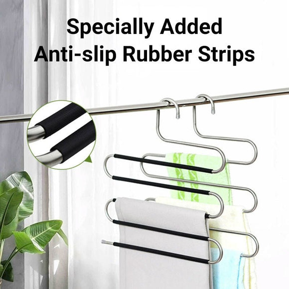 Clothes Hanger 4pcs S Shape Non Slip Multi Layer Trousers Rack Closet Organiser - RnR Galore