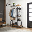 Clothing Garment Rack on Wheels with 5 - Tier, Industrial Pipe Style, Rustic Brown - RnR Galore