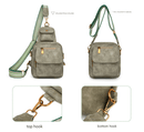 Coffee Stylish PU Leather Sling Crossbody Bag for Women - Multi - Pocket Chest Pack with Adjustable Wide Strap - RnR Galore