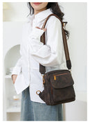 Coffee Stylish PU Leather Sling Crossbody Bag for Women - Multi - Pocket Chest Pack with Adjustable Wide Strap - RnR Galore