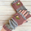 Color - Block Bird Embroidered Fingerless Knit Gloves – Warm, Flexible, Perfect for Daily Autumn/Winter Use, 8.5×22cm Stylish Practical Commute Hand - Warming Essential(black) - RnR Galore