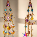 Colorful Dazzling Celestial Crystal Suncatcher - Moon Shape Rainbow Maker Window Hanging Ornament - RnR Galore