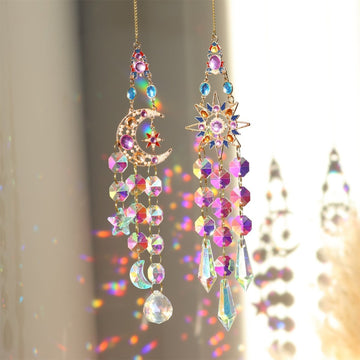 Colorful Dazzling Celestial Crystal Suncatcher - Star Shape Rainbow Maker Window Hanging Ornament - RnR Galore
