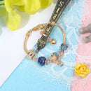 Colorful Leaf Moon Star Pendant Versatile Gold Bracelet(17cm) - RnR Galore