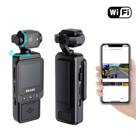 Compact Body Camera with 180° Rotatable Lens, Night Vision, WiFi & Built - in Fill Lights(black+128G) - RnR Galore
