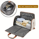 Convertible Travel Garment Bag Large Duffel Suit Carrier with Shoe Compartment & Hidden Backpack Straps Waterproof Beige White - RnR Galore