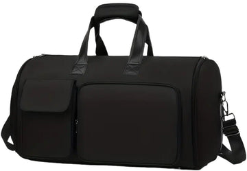 Convertible Travel Garment Bag Large Duffel Suit Carrier with Shoe Compartment & Hidden Backpack Straps Waterproof Black - RnR Galore