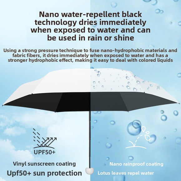 Coral pink Compact Mini Travel Umbrella UPF50+ UV Protection Waterproof 6 - Fold Flat Design Lightweight Sun & Rain Parasol for Handbag - RnR Galore