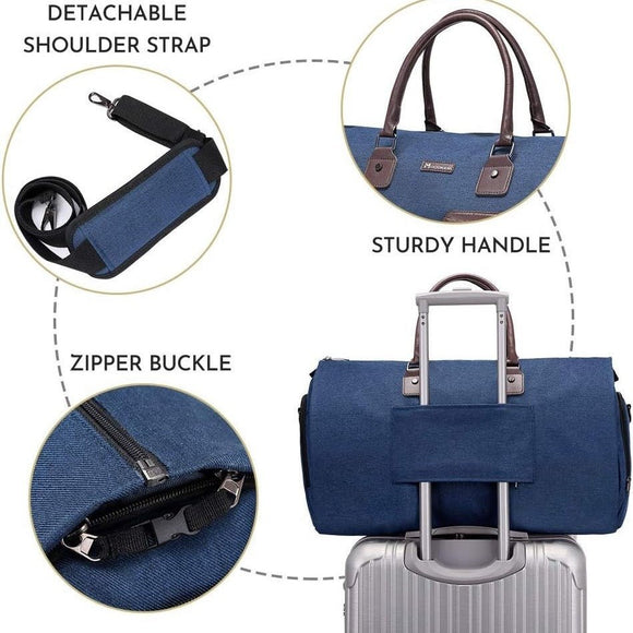 Dark Blue 45L Garment Duffel Bag - Men's Travel Suit Bag - Carry On Weekender - RnR Galore