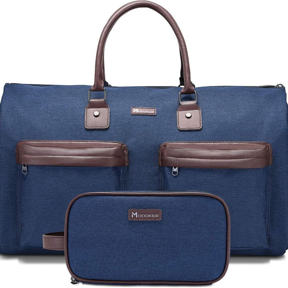 Dark Blue 45L Garment Duffel Bag - Men's Travel Suit Bag - Carry On Weekender - RnR Galore