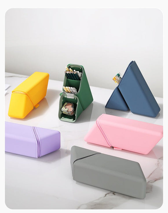 Dark Blue Transforming Silicone Pencil Case - Stand - Up Pen Holder & Stationery Organizer - RnR Galore