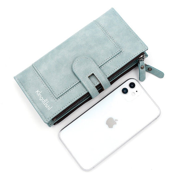 Dark brown Women's Stylish Long Wallet - Multi - Card Slot PU Leather Clutch with Phone Pocket & Coin Zipper - RnR Galore