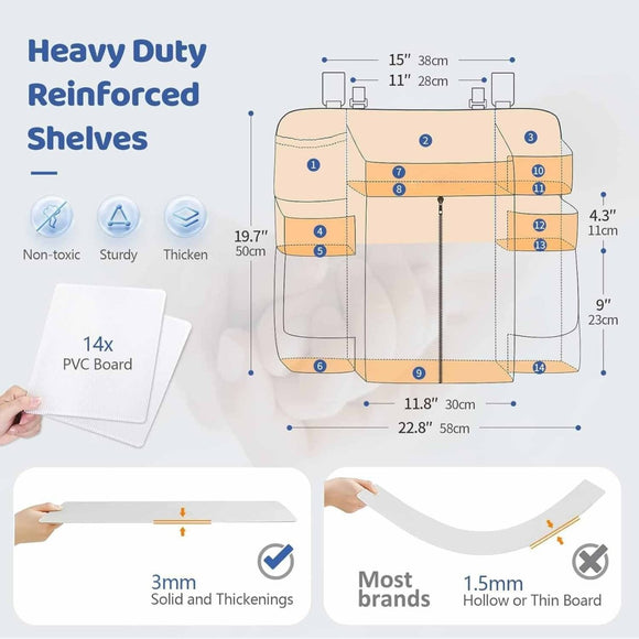 Dark grey Foldable Baby Crib Storage Hanging Bag - Large Capacity Organizer for Cribs and Changing Tables - RnR Galore
