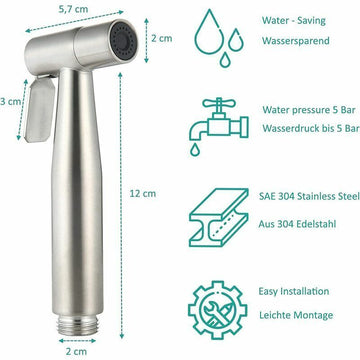 DEBUNS Toilet Bidet Kit with Shower Head, Handheld Sprayer with Hose, Stainless Steel Holder and 2 Seals - RnR Galore