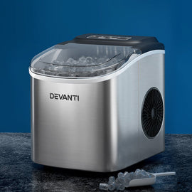 Devanti 12kg Ice Maker Machine w/Self Cleaning Silver - RnR Galore