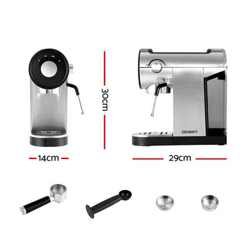 Devanti 20 Bar Coffee Machine Espresso Cafe Maker - RnR Galore