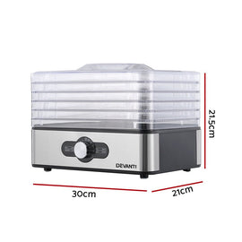 Devanti 5 Trays Food Dehydrator Stainless Steel Tray - RnR Galore