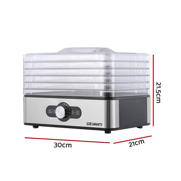 Devanti 5 Trays Food Dehydrator Stainless Steel Tray - RnR Galore