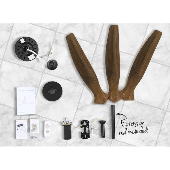 Devanti 52'' Ceiling Fan AC Motor 3 Blades w/Remote - Dark Wood - RnR Galore
