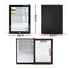 Devanti 56L Bar Fridge Glass Door Mini Fridge Countertop Cooler Black - RnR Galore