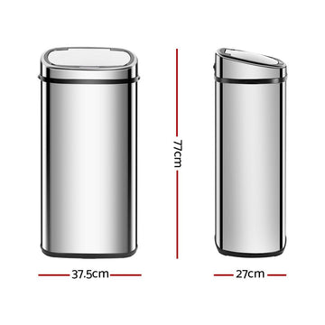 Devanti 68L Motion Sensor Bin Rubbish Automatic Silver - RnR Galore