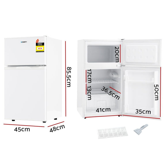 Devanti 80L Bar Fridge Mini Freezer Refrigerator White - RnR Galore