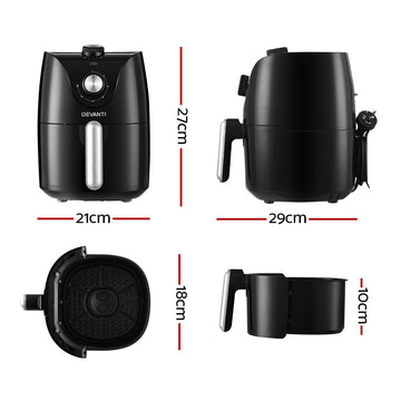 Devanti Air Fryer 2.5L Knob Fryers - RnR Galore