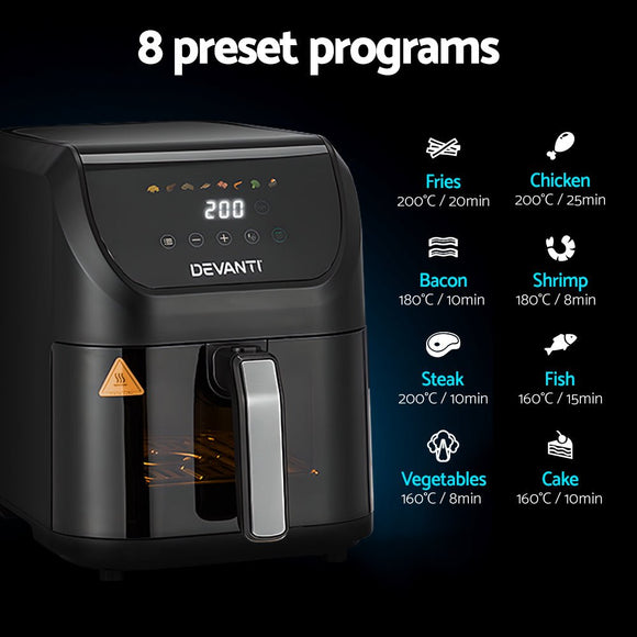 Devanti Air Fryer 5L W/ LCD Touch 1500W - RnR Galore