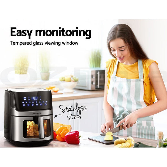 Devanti Air Fryer 6.5L LCD Fryers Clear Window - RnR Galore