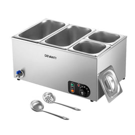 Devanti Commercial Food Warmer Bain Marie 4 Electric Buffet Pans - RnR Galore