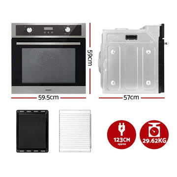 Devanti Electric Built In Wall Oven 80L Convection Grill Ovens Stainless Steel - RnR Galore