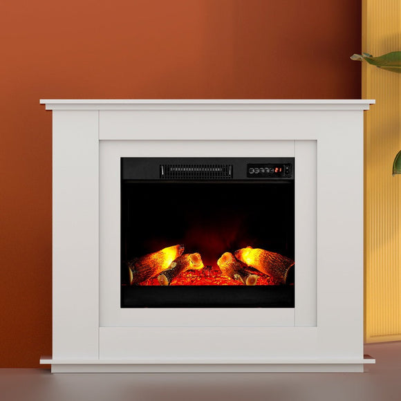 Devanti Electric Fireplace Fire Heater 2000W White - RnR Galore