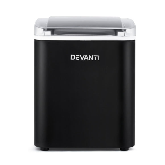 Devanti Ice Maker Machine Portable 12kg Countertop w/Self Cleaning 1.2L Black - RnR Galore