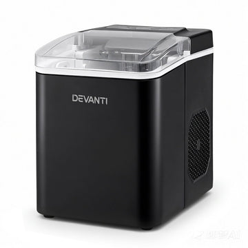 Devanti Ice Maker Machine Portable 12kg Countertop w/Self Cleaning 1.2L Black - RnR Galore