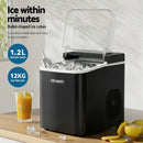 Devanti Ice Maker Machine Portable 12kg Countertop w/Self Cleaning 1.2L Black - RnR Galore