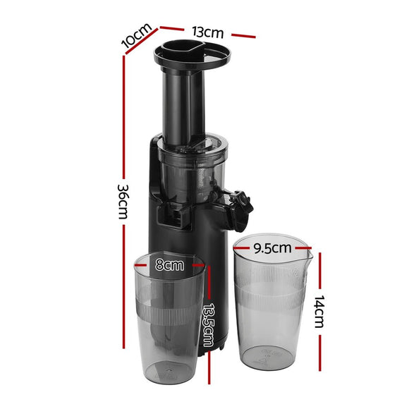 Devanti Slow Juicer Cold Press Fruit Juice Extractor 130W Black - RnR Galore