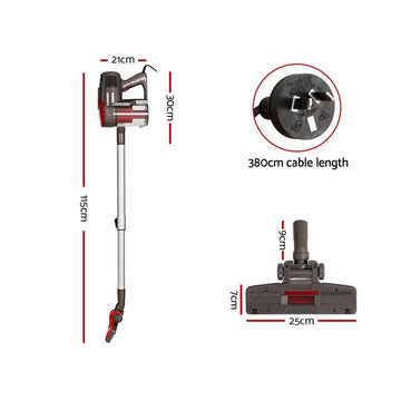 Devanti Stick Vacuum Cleaner Bagless Corded 500W Red - RnR Galore